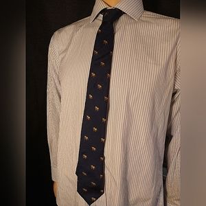 Men's non-iron slim fit dress shirt Jos A Bank 1905 pinstripes spread Collar 16